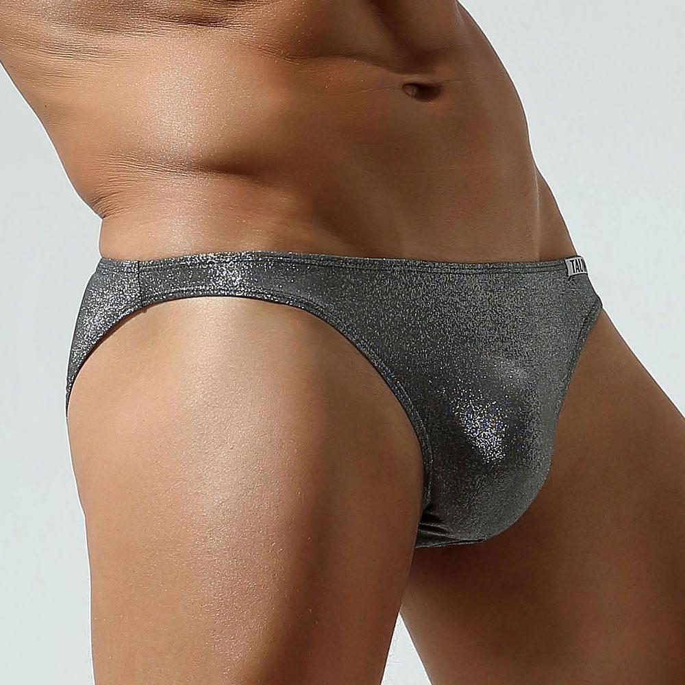 Мужские Сексуальные Низкопосадочные Трусы Блестящие Однотонные Обтягивающее Нижнее Белье Модные Дышащие Треугольные Трусы M