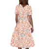 Women's Casual Fashion  Dress Easter Printed Round Short Sleeve Waisted Mid-Length Swing Dress (with Zipper)