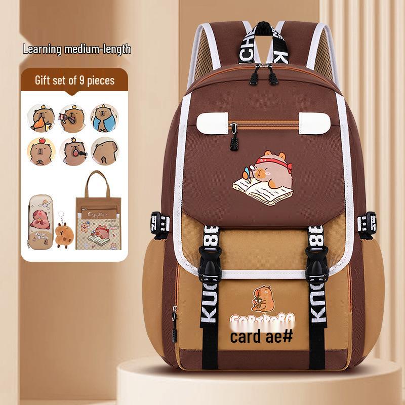 Ryggsäck med stor kapacitet och vattentät kapybara för barn - Lättviktig, ryggskyddande skolväska