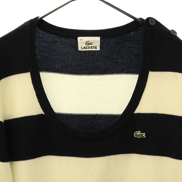 Lacoste Wool Blend Border Pattern Long Sleeve Sweater 44 Knit Women Used