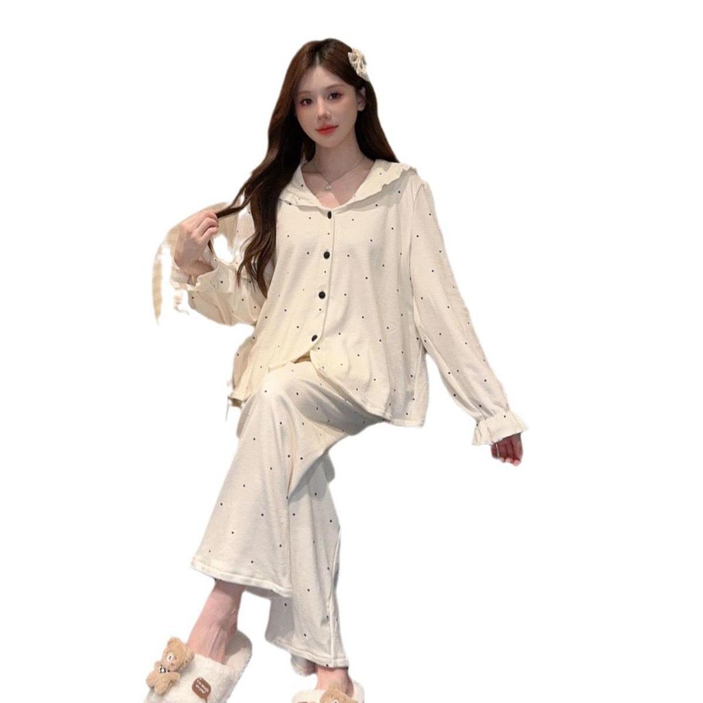 Damen Samt Pünktchen Langarm Schlafanzug Set - Beidseitiger Fleece, Verdickte Homewear für Herbst/Winter 2025