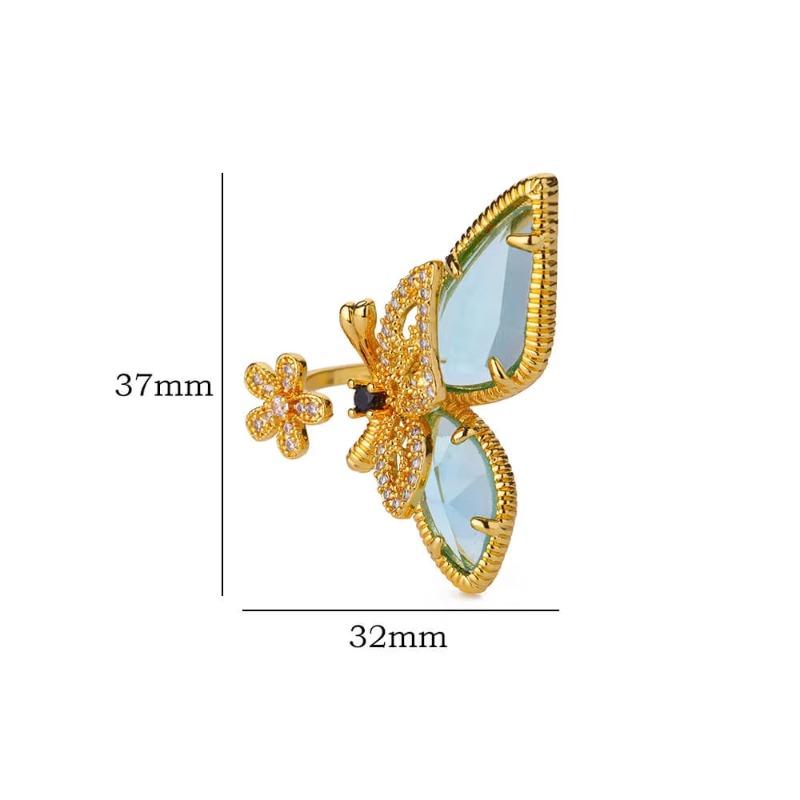 Wind fashion open butterfly ring women's light luxury micro-inlaid zircon beautiful niche open fashion jewelry