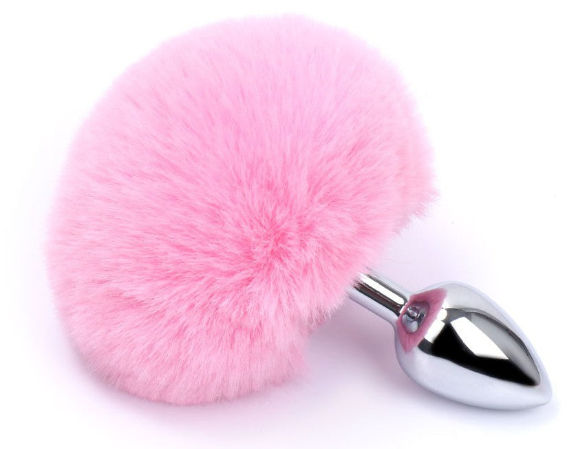 Plug Queue de lapin Bunny Tail 6 x 2.7 cm Rose - Kiotos - Bijoux Anal