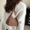 Bowknot Print Underarm Shoulder Bag Small Size Half Moon Dumpling Bag Mini Corduroy Handbag  Women