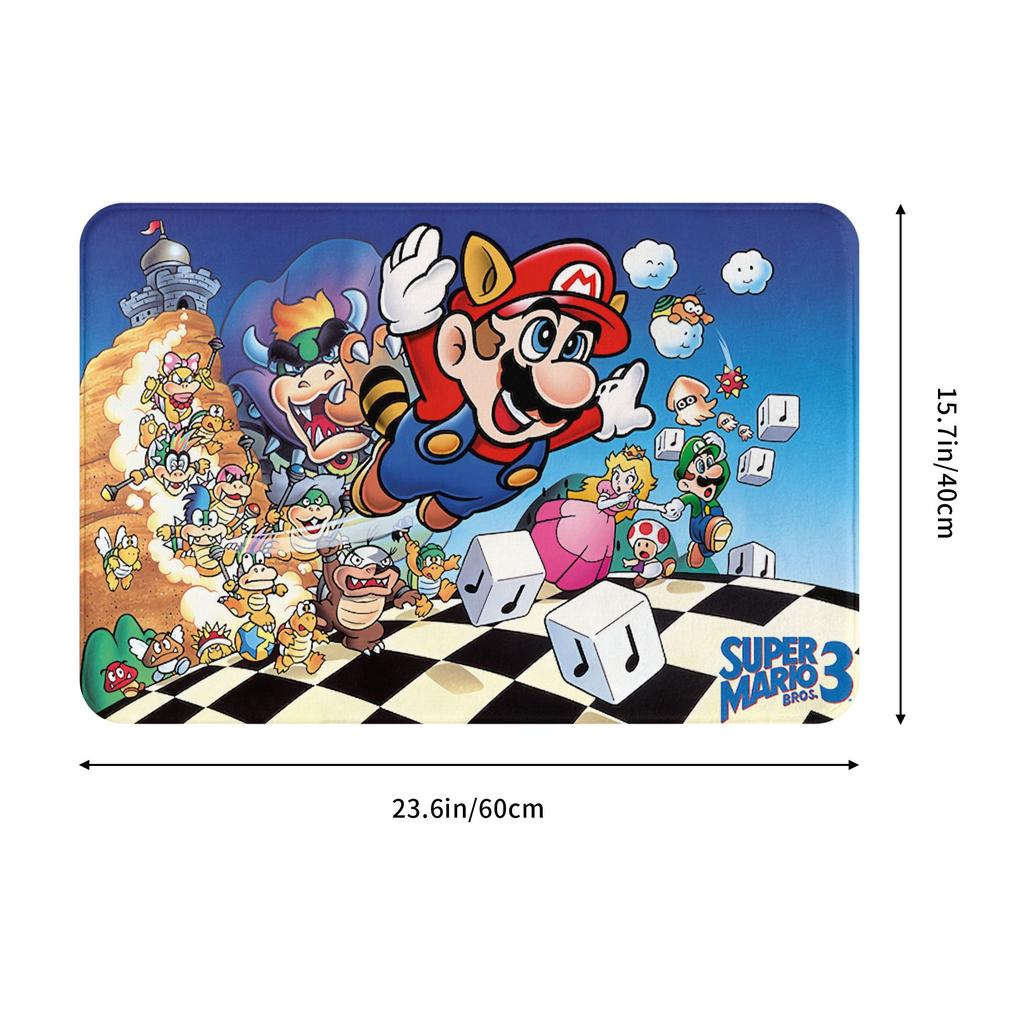 Cartoon Super Mushroom Game Marios Front Door Mat Anti-Slip Indoor Waterproof Doormat Kitchen Bedroom Entrance Rug Carpet