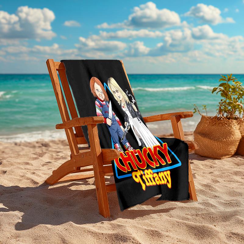 1Pc Chucky Tiffany'S Tale Beach Towel, Quick Dry, Multi-Use for Beach Pool Gym Yoga Home Travel, Christmas, Halloween, Xmas Gift M929217