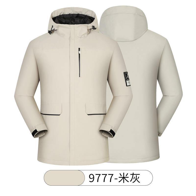 Herfst en winter geïntegreerde fleece jas koppelstijl bedrukt logo overall heren hooded jas outdoor bergbeklimmingsjas