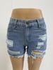 2023 Summer Casual Women's Ripped Raw Hem Straight-Leg Denim Shorts