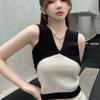 Women's Pure Desire Sweet Hot Girl Sexy V-neck Knit Camisole Summer Outer Wear Tube Top Sleeveless Milk-colored Unique Short Top