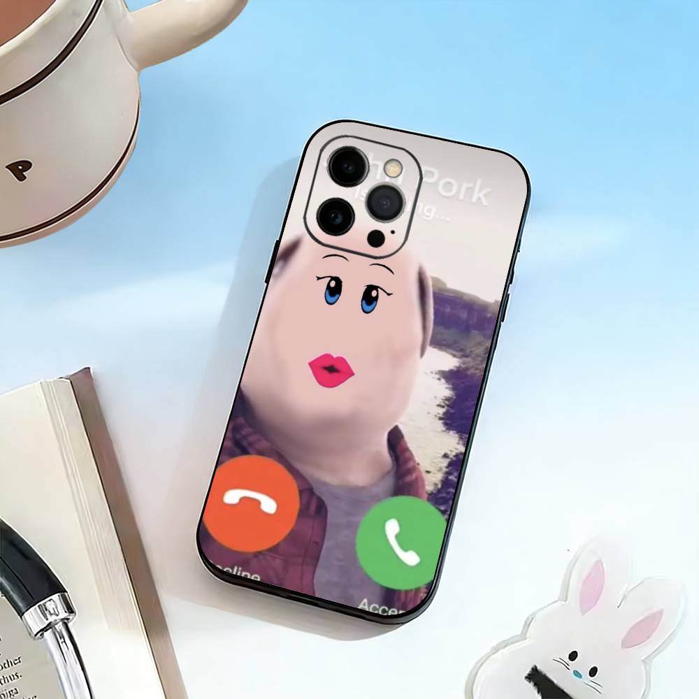 D-John Pork is Calling. Answer Call Phone Case For iPhone 17, 16,15,14,13,12,11 Plus,Pro Max, Others Soft Black Cover