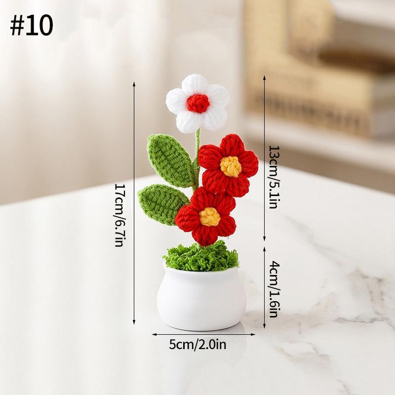 

В’язання гачком ручної роботи Маленькі рослини в горщиках Мила імітаційна квітка Інтер’єр автомобіля Прикраса офісного столу Штучні квіти Подарунки