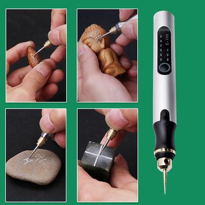 Elektrischer Gravierstift Wiederaufladbare Gravierbohrmaschine für Schmuck Glas Holzbearbeitung Mini-Schleifer Kabelloses Rotationswerkzeug Teile