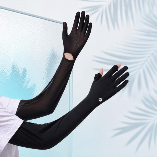 Sun Protection Long Sleeves Anti-Slip Finger UV Gloves Cooling Arm Palm Full Protection
