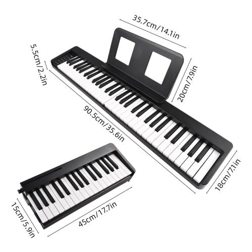 Btuty 61-Key Folding Digital Piano, Multifunctional Electronic Organ, 61 High-Sensitivity Piano Keyboard with LCD Display, Built-in Rechargeable Batte