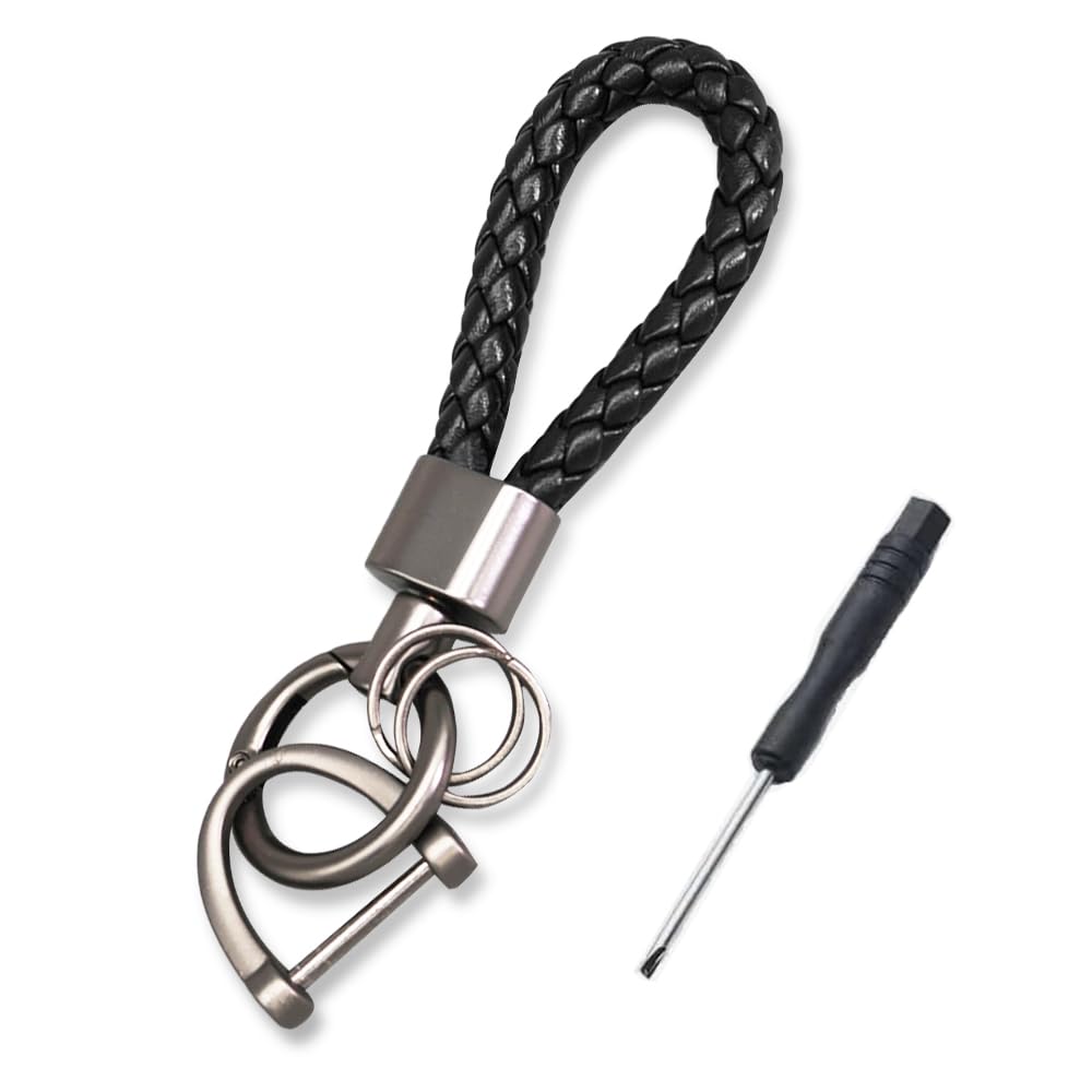[WYTTBD] Keychain, Car Carabiner, Keychain, Leather, Braided, Stylish, Motorcycle, Bicycle, чёрный