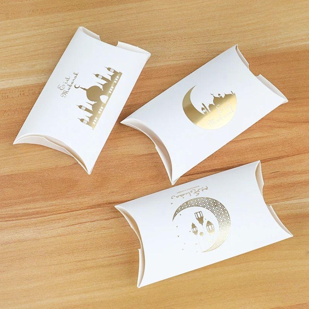 10 Peças Design de Lua Crescente Embalagem de Presentes de Ramadã Sacola de Doces Eid Mubarak Festa Muçulmana Islâmica