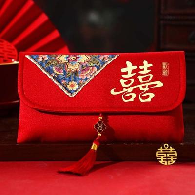 Jahr des Pferdes Brokat Roter Umschlag Neujahrs Segensworte Frühlingsfest 2026 Geldtasche HongBao Brokatstoff Quaste