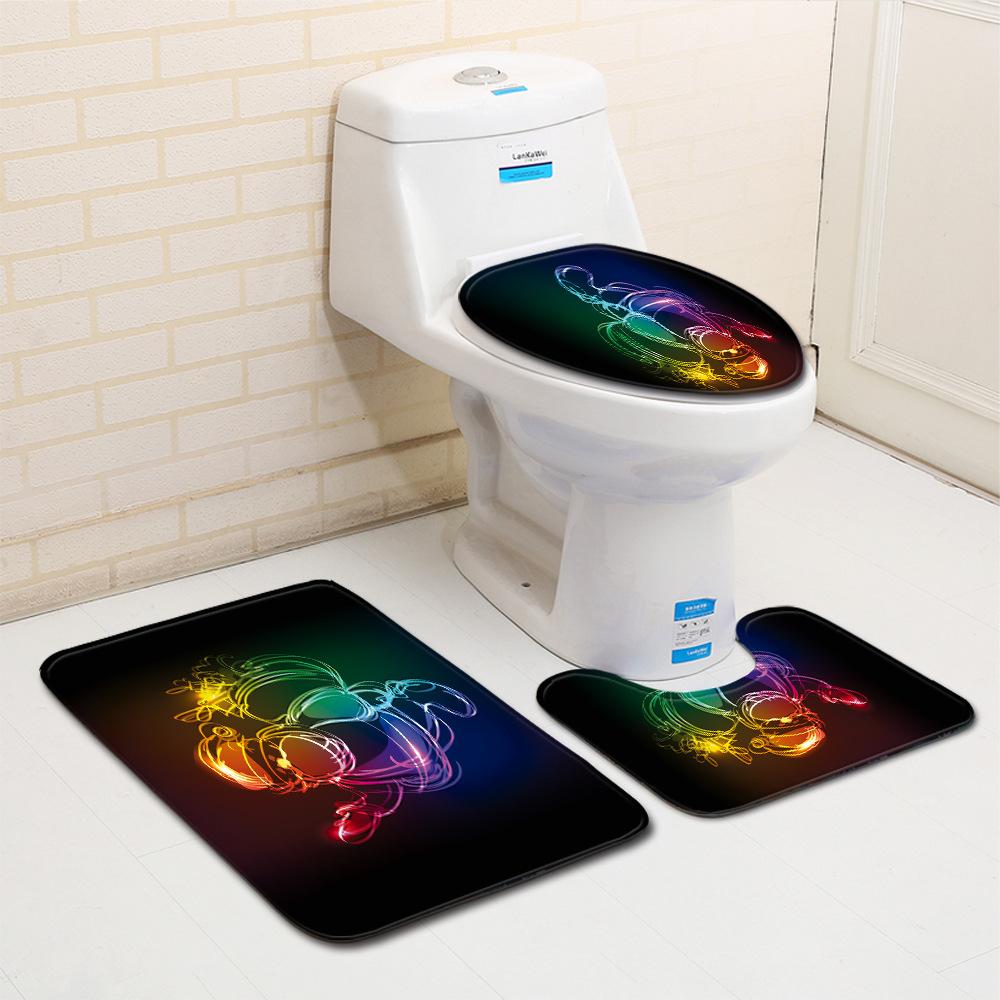 Christmas Bathroom Floor Mat Toilet Three-Piece Set