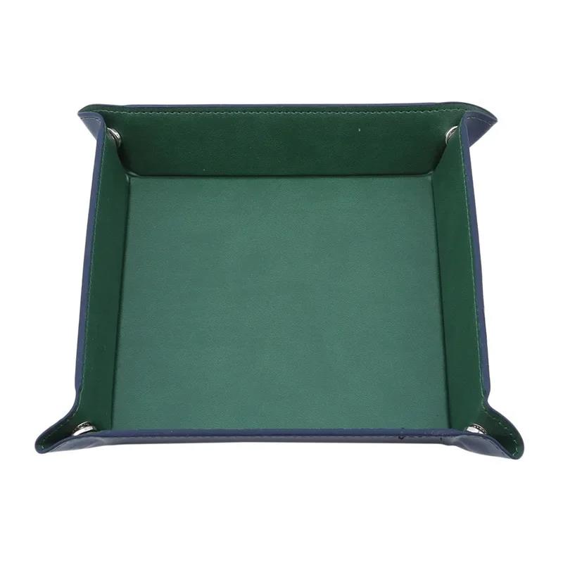 Ready Stocked Folding Hexagon Dice Game Storage Tray Holder Double Sided Thick PU Leather&Velvet Mat Office SuppliesHot Sell
