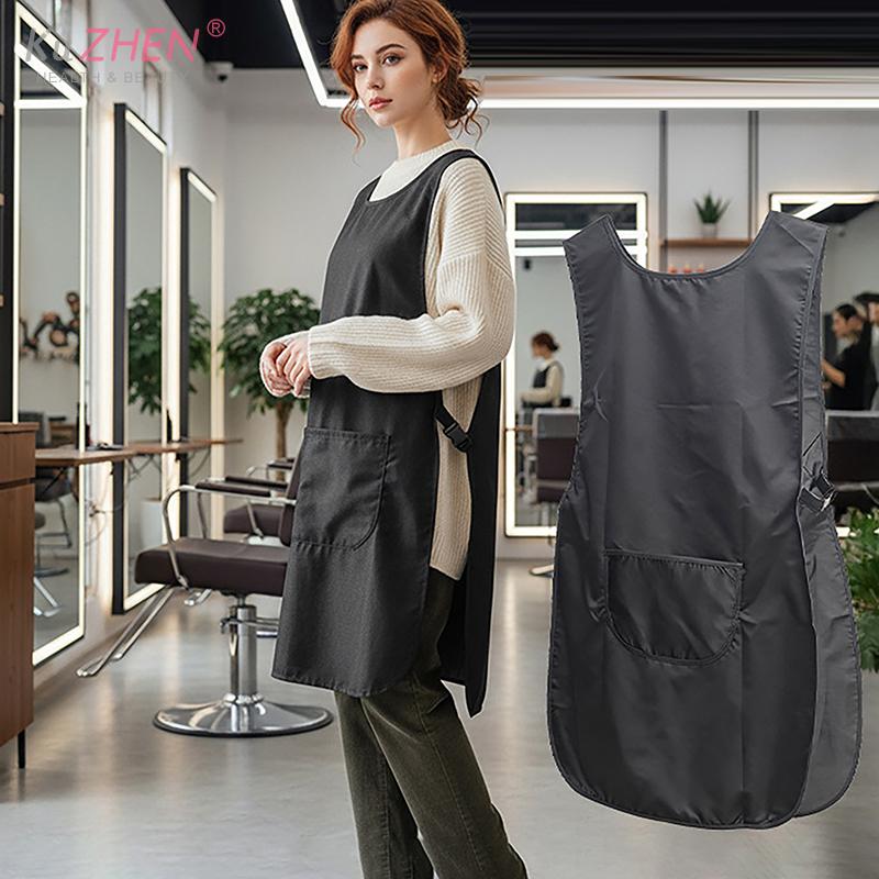 Double-sided Waterproof Black/Transparent Apron Barber Uniform Salon Hairstylist Apron Hairdresser Vest For Beauty Salon Nail
