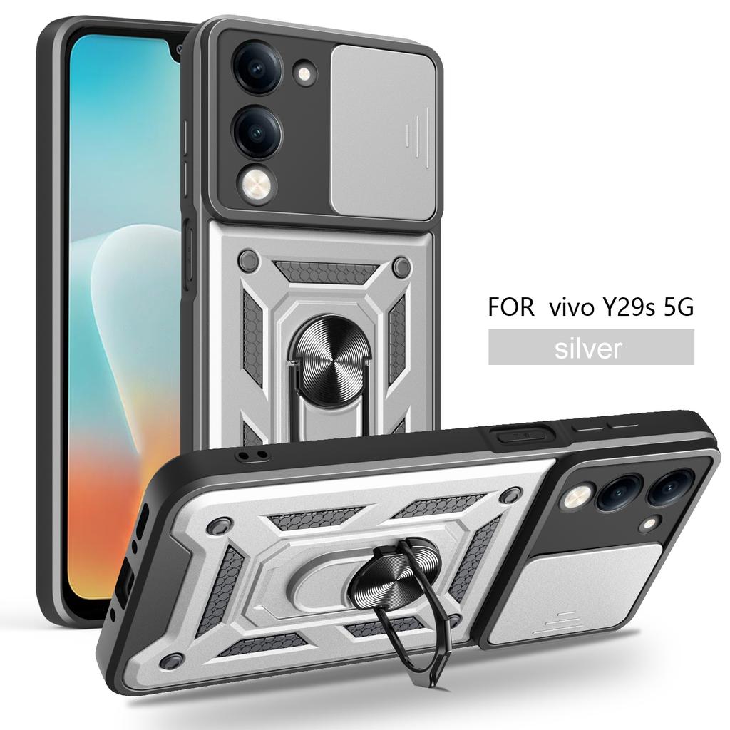 For Vivo Y29S 5G Case Vivo Y04 Cover Iqoo Z10 Lite T4 Lite Magnetic Ring Holder Armor Phone Case Slide Camera Protect Back Cover