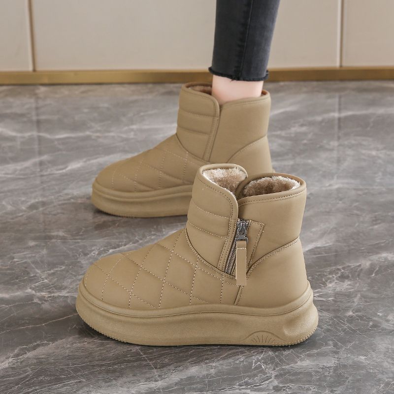 Sněhule Dámské Zimní kotníkové boty Dámské Teplé kozačky podšité kožíškem Boty na zip Ploché tenisky Outdoorové boty