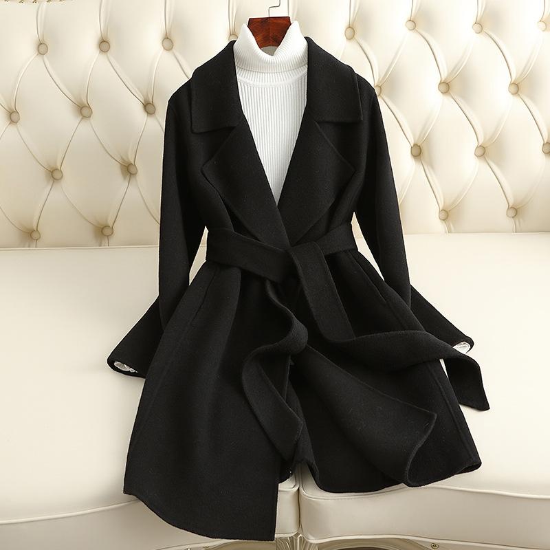 

Double-sided woolen coat women s medium and long autumn new light luxury woolen coat small man XS чорний
