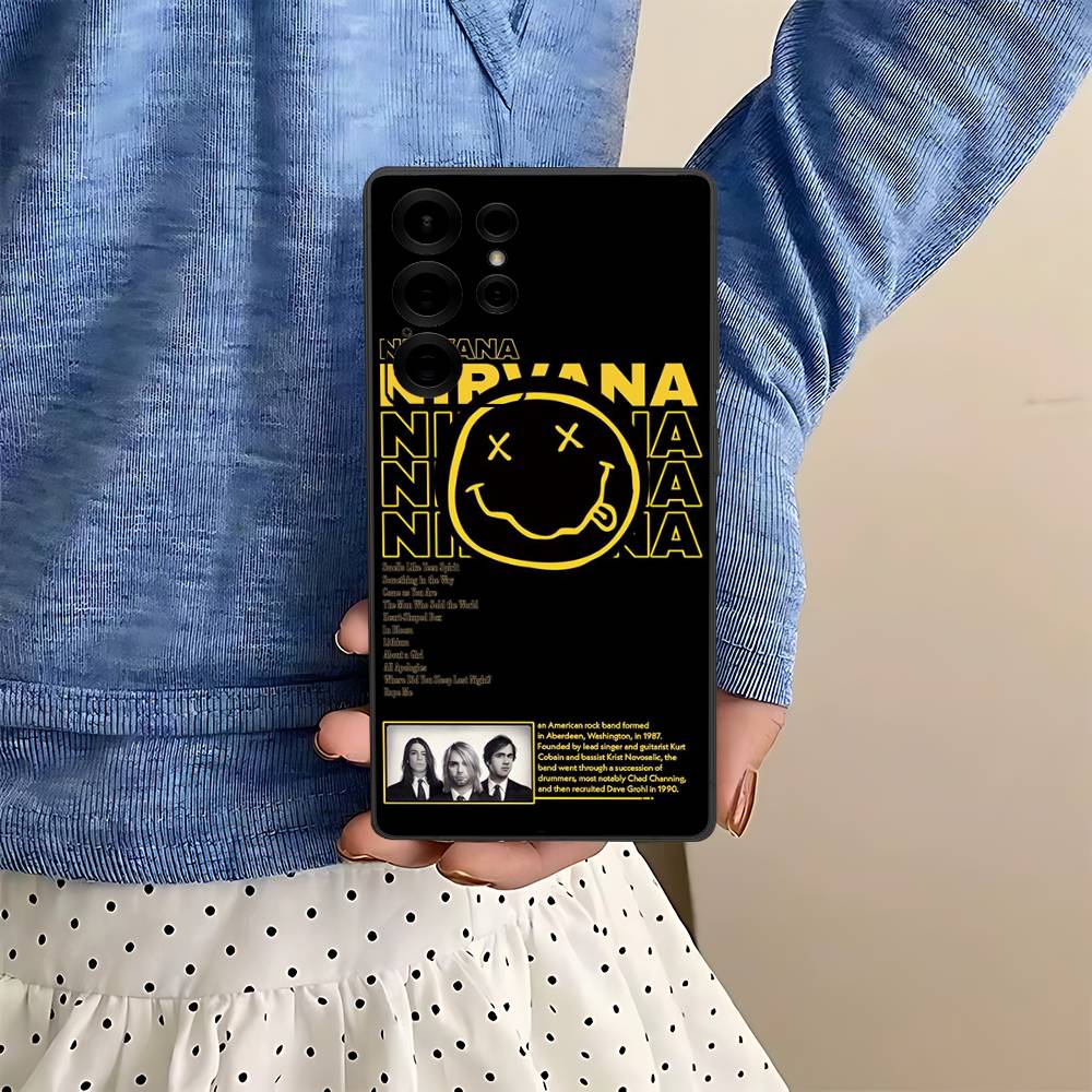 

Grunge Band N-Nirvana Phone Case For Samsung S 24 Fe 25 Ultra Plus 20 Lite 21 30 22 23 24 22 Ultra 5G Fundas Samsung S30 plus 5G