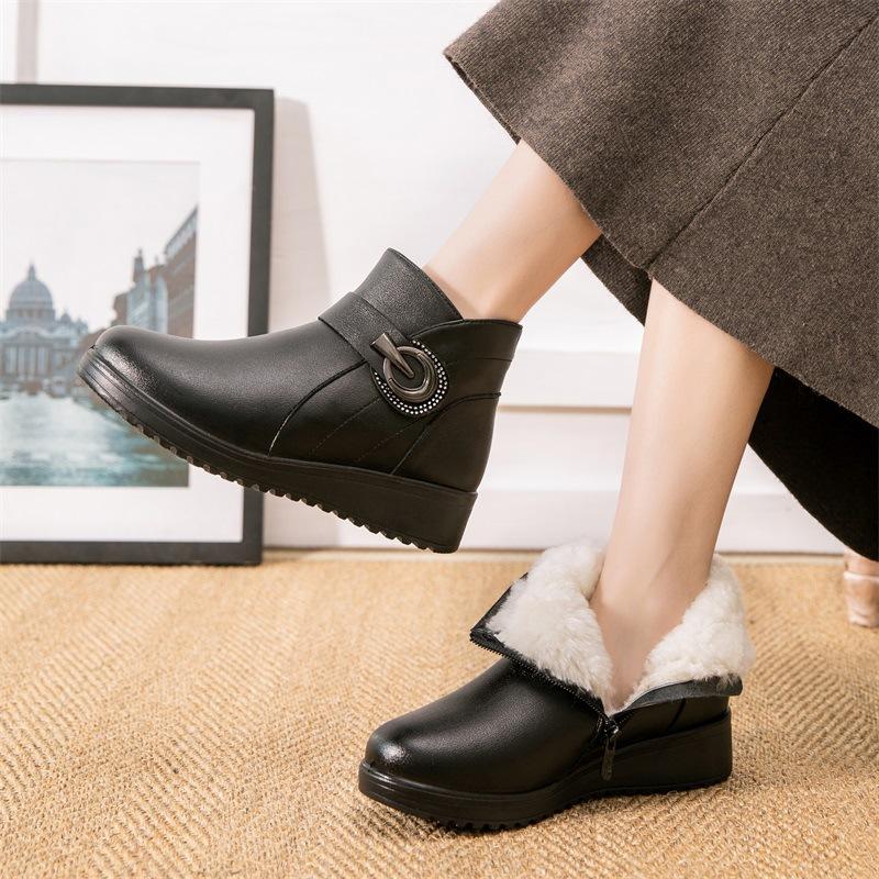 Fashion Winter Women Genuine Leather Ankle Boots Female Thick