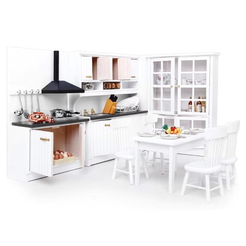 1/12 Scale Dollhouses Miniature Kitchen Furniture Pretend Play for Kids Doll House Furniture Model for Dollhouses