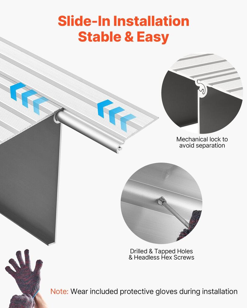 Door Threshold Ramp, 138 mm Rise, Aluminum Alloy Threshold Ramp Rated 363 kg Load Capacity, Handicap Ramps for Home Steps for Wheelchair, Scooters,