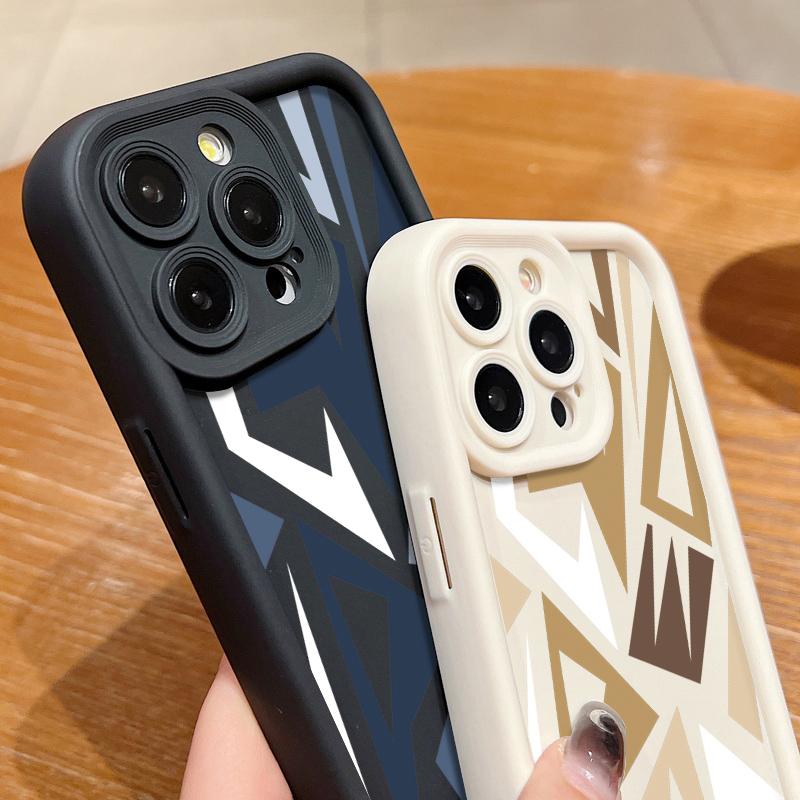 For iPhone 16 Pro Max 15 Pro 14 Plus 13 12 11 XS XR 8 7 Case Shell Geometry Print TPU Soft Shockproof Matte Phone Cover