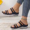 Women's Plus Size Summer Flyknit Slippers Low Wedge Lightweight Breathable Outdoor Shoes