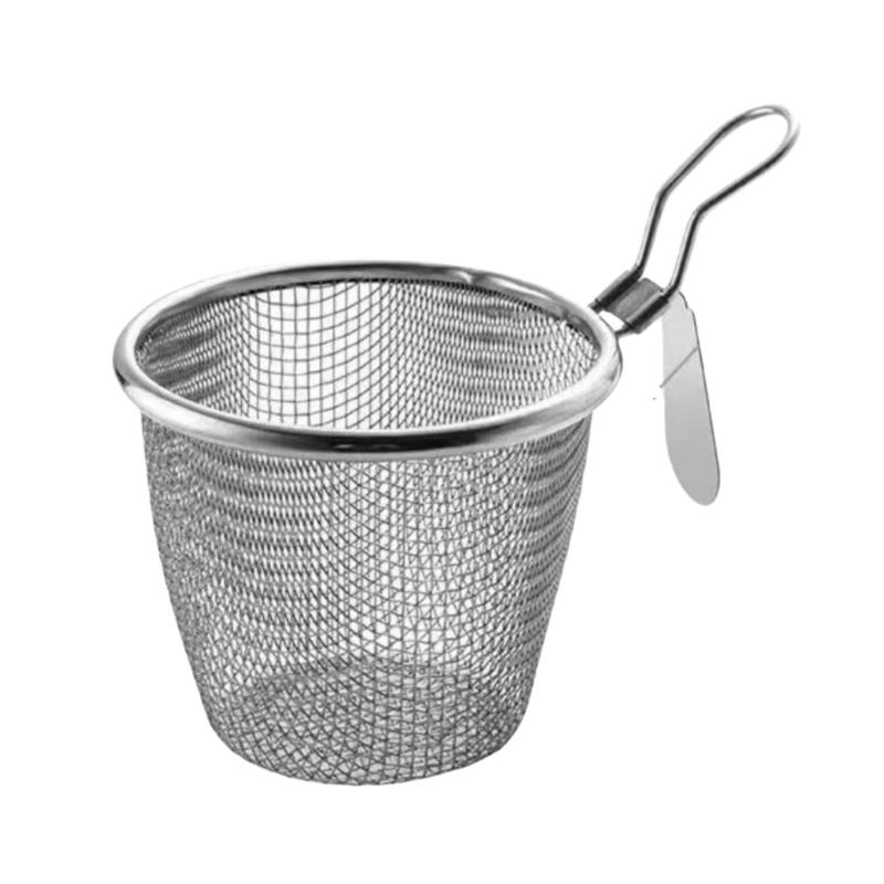 2Pcs 304Stainless Steel Colander Strainer with Metal Hook Strainer Basket Suitable for Draining Hot Pots Ingredient
