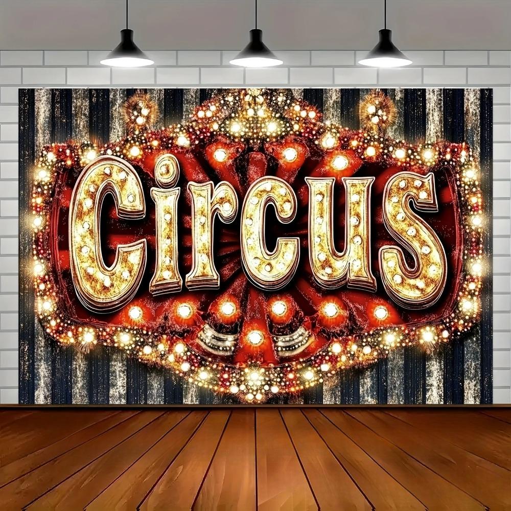 Circus Retro Light Bulb Logo Themed Banner Decoration Background Cloth, Birthday Party, Home Decoration Photography Background
