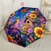 Parakeets Amidst Floral Splendor. Automatic Umbrella Compact & Durable 8-Rib Design Foldable Design for Women/Men Fashionable