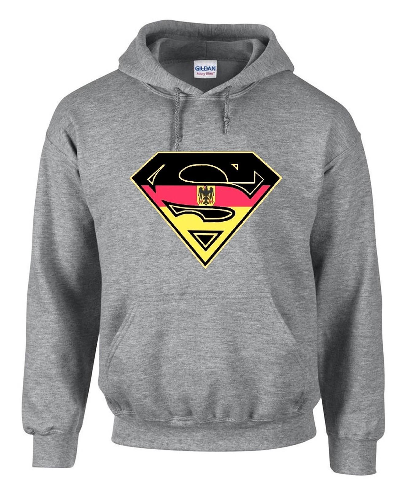 Superman Logo German Deutsch Flag Graue Hoodies Kapuzenpullover -3355 -Grau M