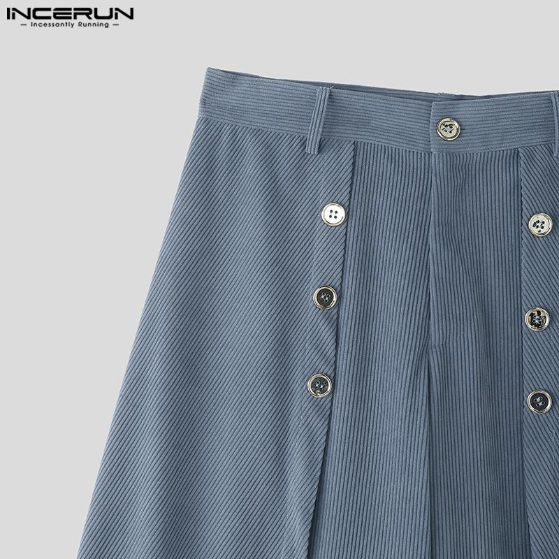 INCERUN Winter Men Zip-up High Waist Double Layers Corduroy Casual Long Pants Trousers
