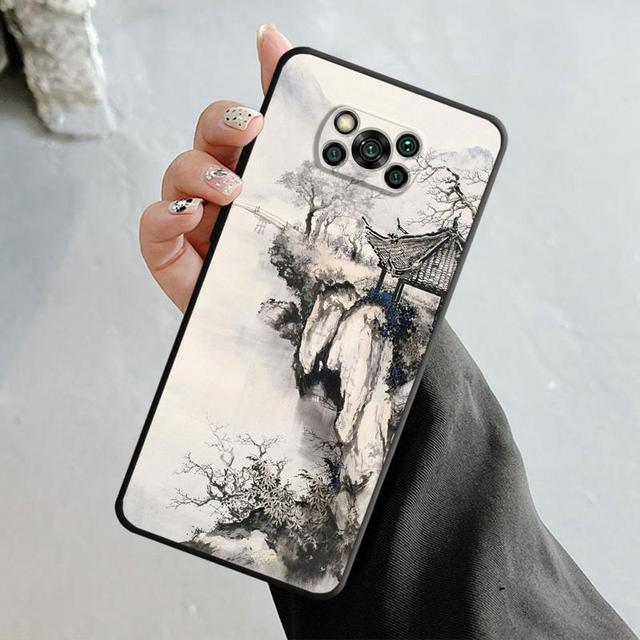 Japonya Samurai Manzara Mürekkep Boyama Xiaomi Poco X3 Nfc X4pro X5 M3 Mi 12 13 11 10 10t 8 Note10 Lite 11ultra 11t Kapak