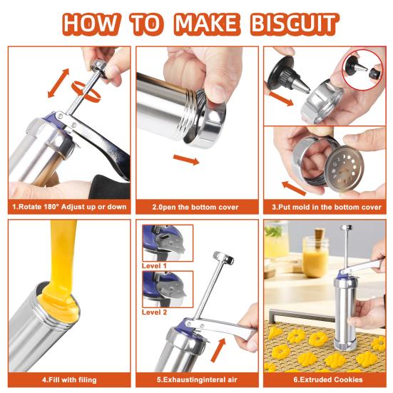 Keks-Presse aus Aluminiumlegierung mit Scheiben & Düsen Leicht zu drücken Keks-Maker Spülmaschinenfest Backen