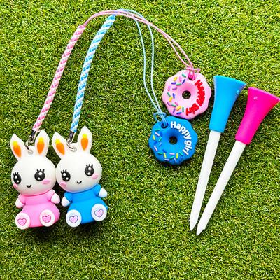 Cartoon Rabbit Golf Tee Hanger Plastic Anti Lost Golf Tee Ring with Strap Loss Prevention Tee Holder with Golf Tee for Men Women