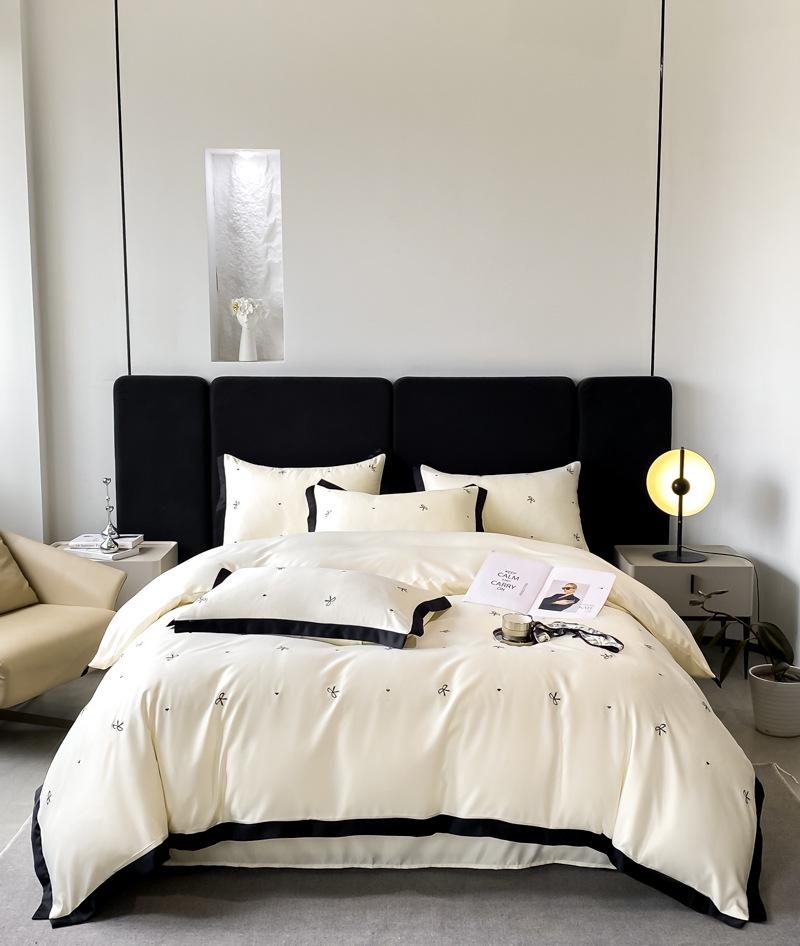 Simple light luxury Class A maternal and infant grade 4pcs set embroidered quilt cover bed sheet sleeping naked bedding 3pcs set