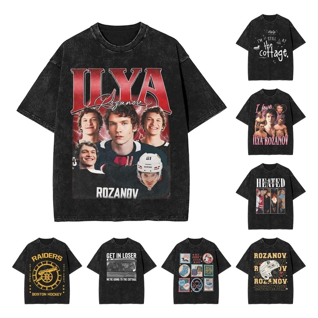 Washed T Shirts Heated Rivalry Ilya Rozanov T-Shirt Harajuku Connor Storrie Streetwear Cotton Graphic Tops Tops Tees Men Women