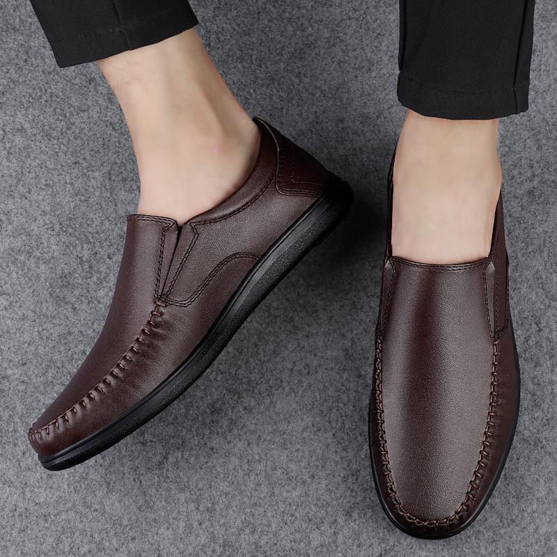 Genuine Leather Business Flats Men Loafers Classic Slip-on Man Casual Shoes Moccasins Comfortable Non-slip Outdoor Shoes