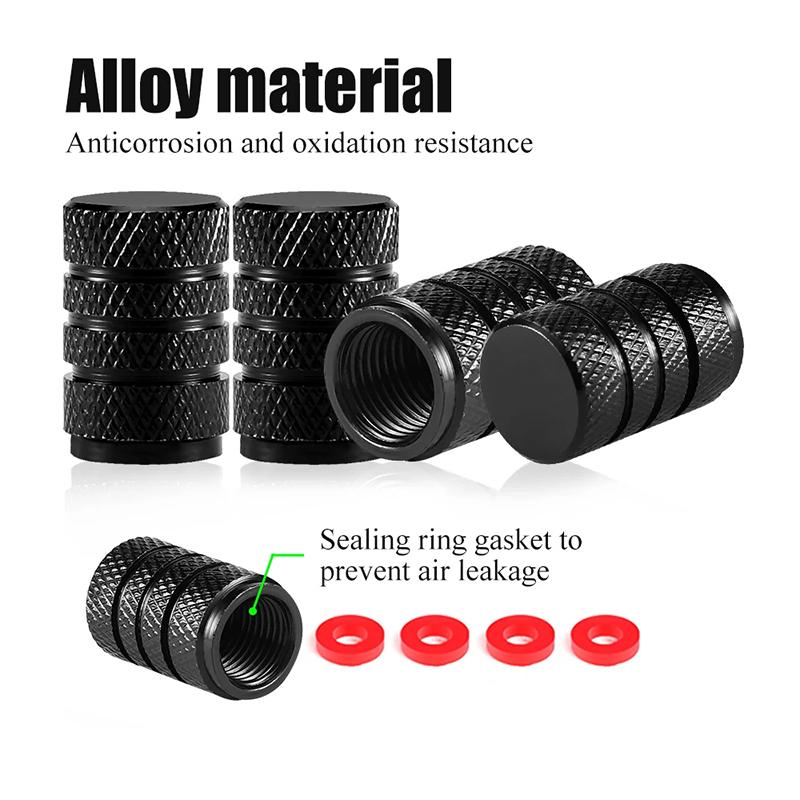 4Pcs/Set Knurling Style Tire Stem Valve Caps Aluminium Car Valve Caps Car Wheel Tires Accessories Stems Covers Auto Styling