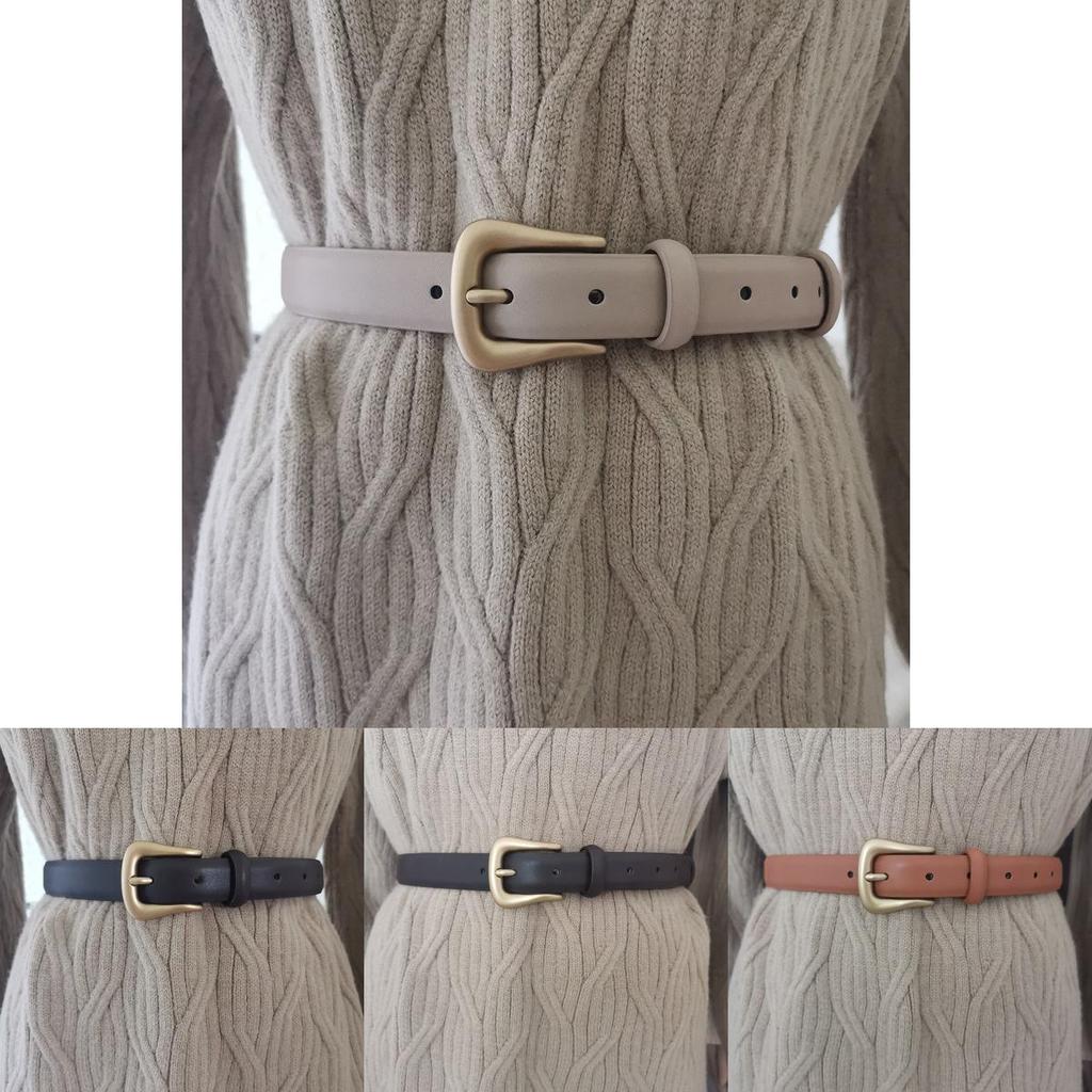 Leather Belt For Women With Pin Buckle And Vintage Style For Formal Wear