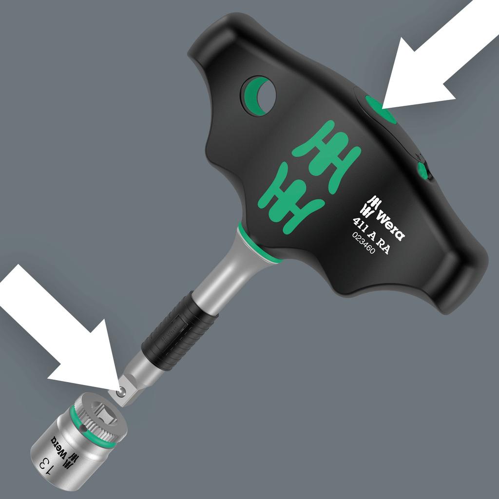 WERA Drive Ratchet Driver Handle Shaft Length 45mm Number of Gears 80 023460 1/4DR T-type