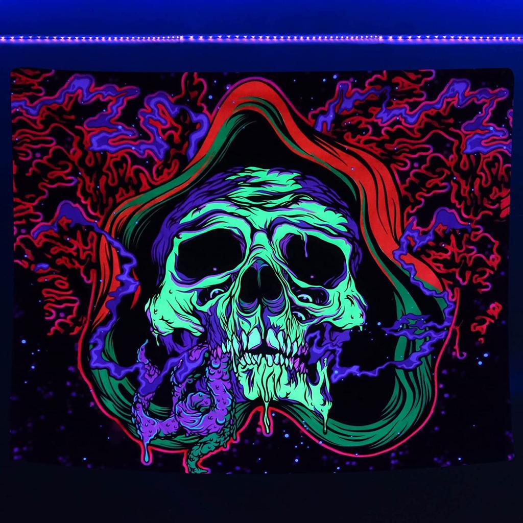 Uv Fluorescent Tapestry Blacklight Under The Sea Tapestry Hippie Bedroom Gothic Home Decor Aesthetic Room Decoration Boho Decor