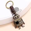 Vintage Creative Robot Minimalist Woven Cowhide Cute Robot For Women Men Backpack Decoration Accessories Gifts