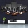 5pcs Canvas Painting Wall Art New York City Construction Scenery Pictures Prints Night View Landscape Poster Home Decor Unframed